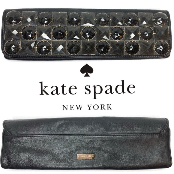Kate Spade ♠️Rare Black Rhinestone Long Clutch Bag - Picture 1 of 5